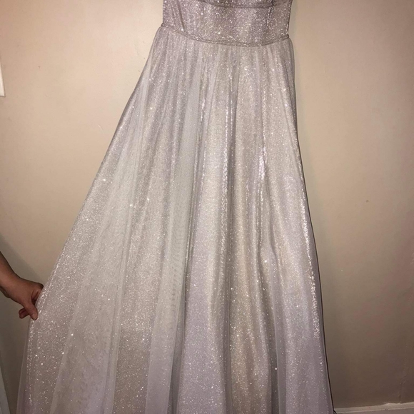 City Trianges Prom Dress, Silver - Picture 6 of 12